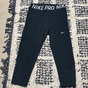 Nike Pro Black Work out Pants - Capri length with sheer sides